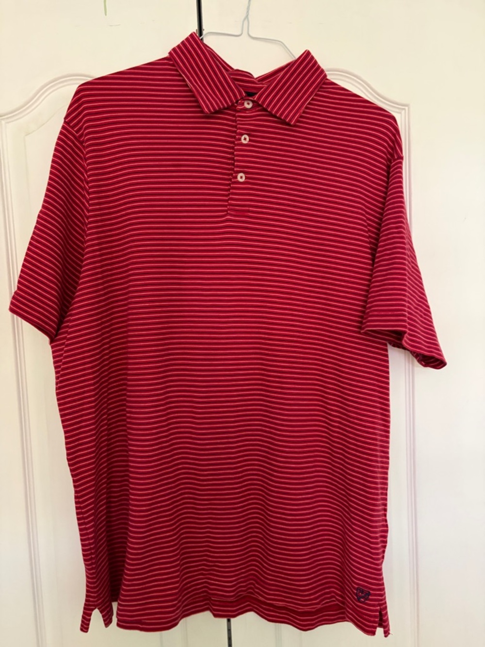 Daniel Cremieux Red and White Striped Polo Shirt